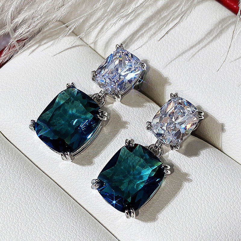 Oversized Square Diamond Zircon Earrings For Women