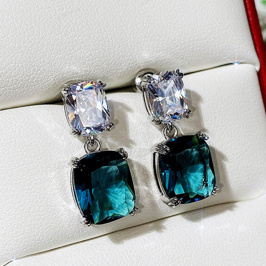 Oversized Square Diamond Zircon Earrings For Women
